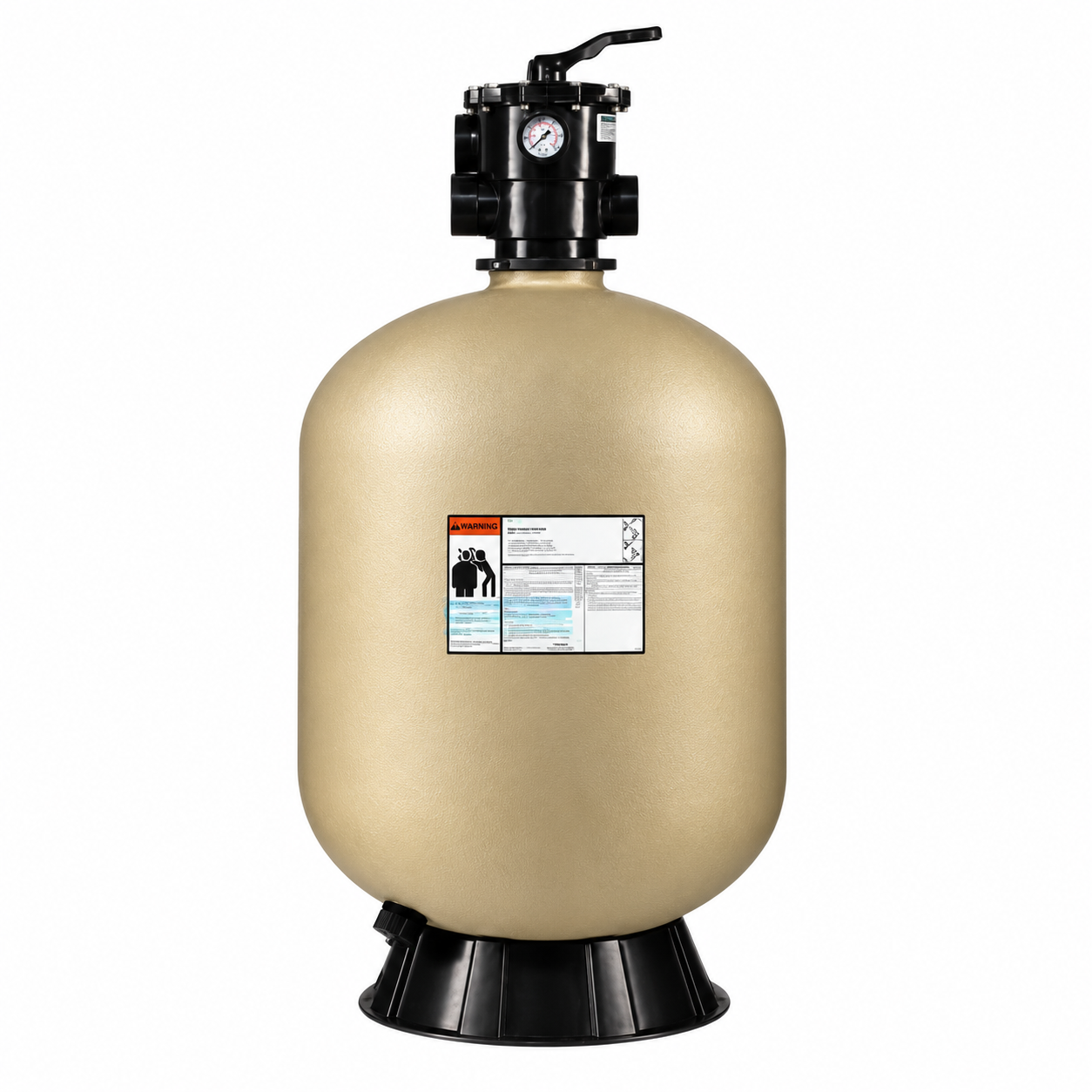 Filtro de arena beige con válvula superior para piscina